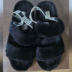UGG Black Fluff Yeah Slide Sandals